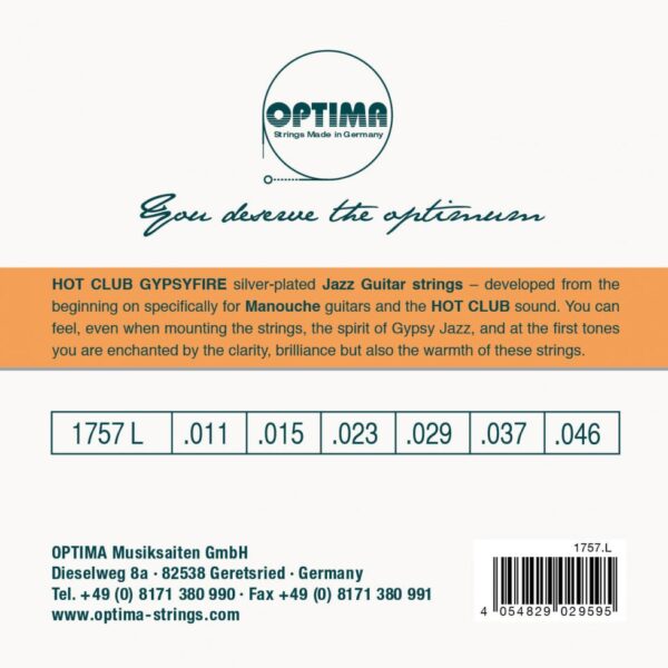 Optima Manouche Guitar Hot Club Gypsyfire strings - Loop End 11-46 - Image 2